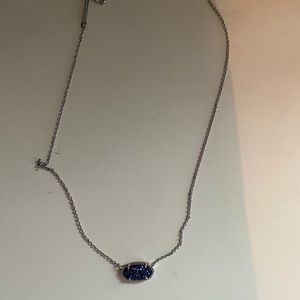 Kendra Scott silver chain and dark blue glittery stone